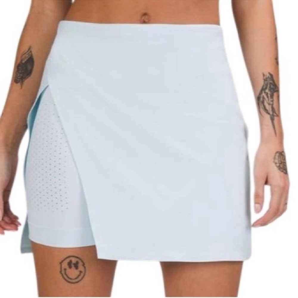 RARE Lululemon Super High Rise Tennis Skirt Side-Slit Powder Blue Sz 10
